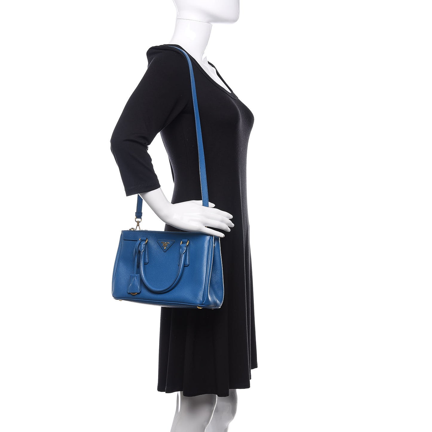 Saffiano Mini Galleria Double Zip Tote Cobalto