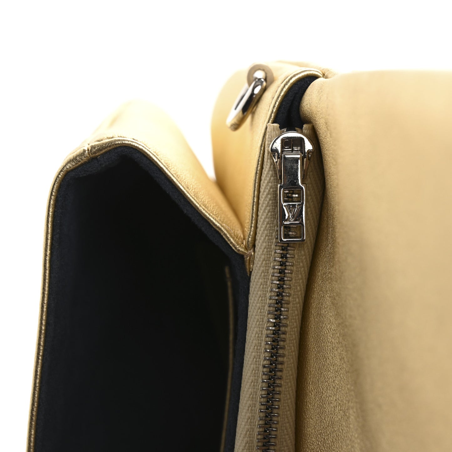 Metallic Lambskin Embossed Monogram Pochette Coussin Gold