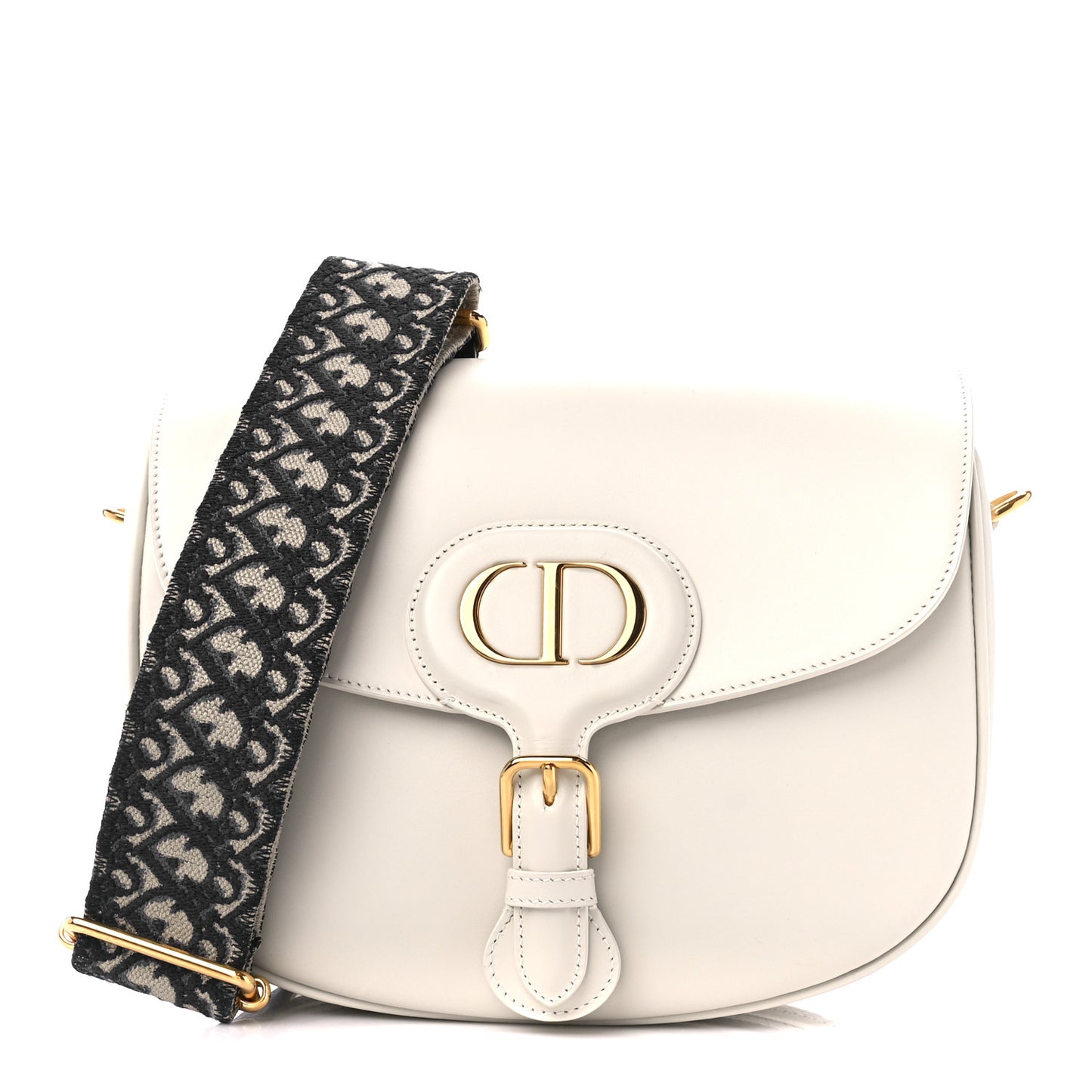 Box Calfskin Large Bobby Flap White