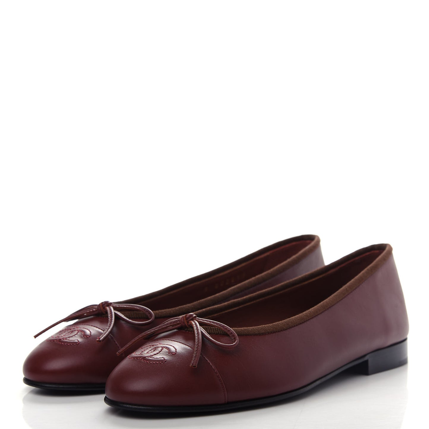 Lambskin Cap Toe CC Ballerina Flats 37 Burgundy