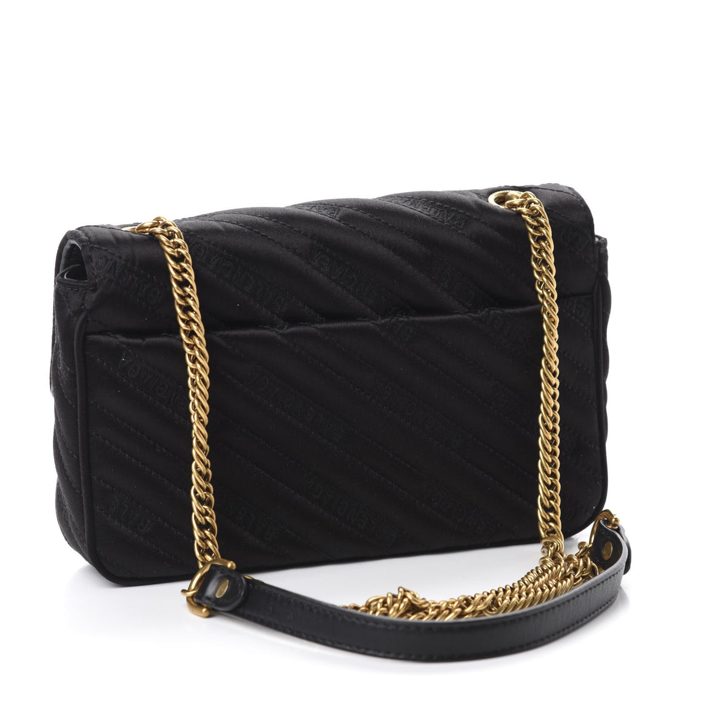 Satin Jacquard Logo Matelasse BB Chain Wallet Black