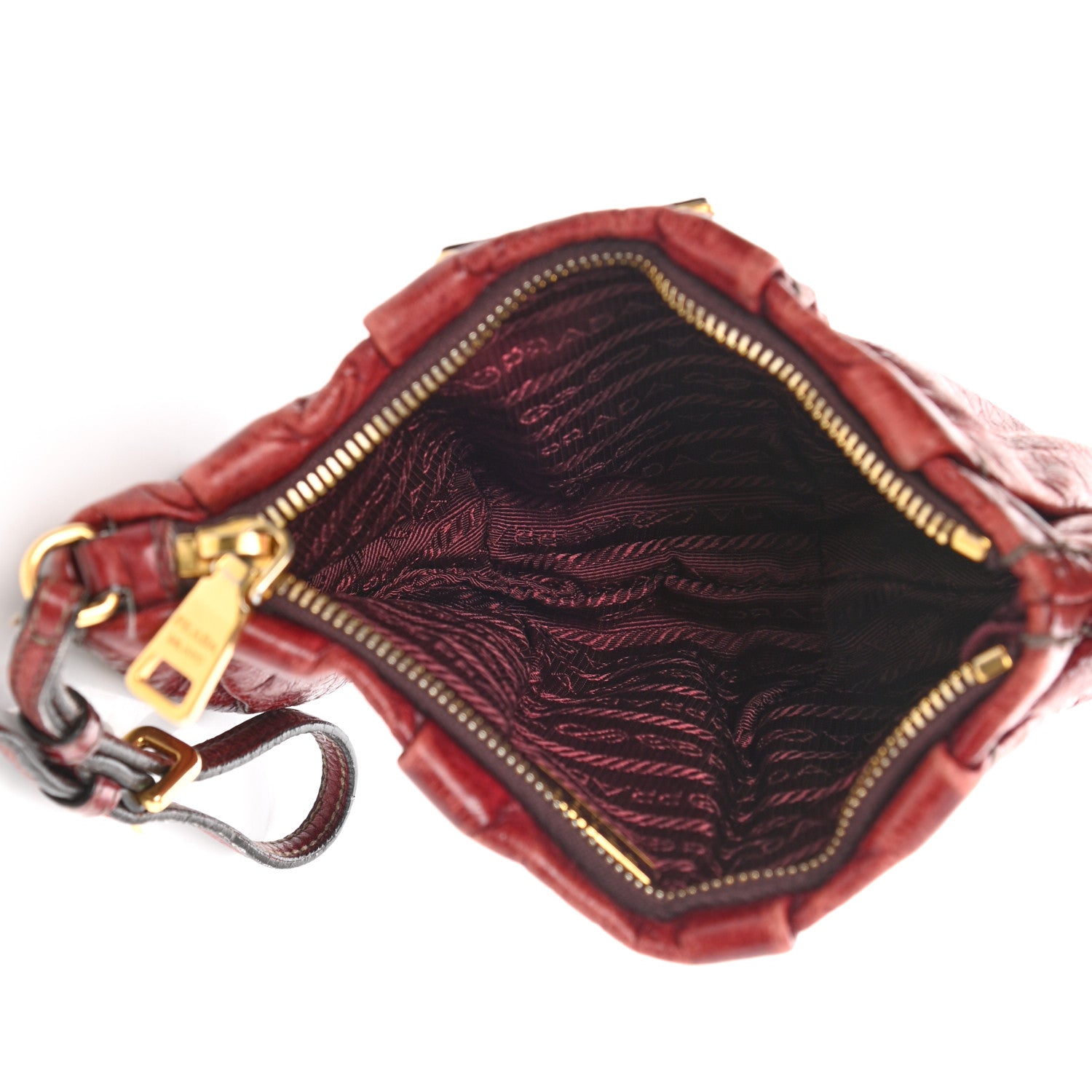 Prada Vitello Shine Mordore Wristlet Clutch Red 5 of 7