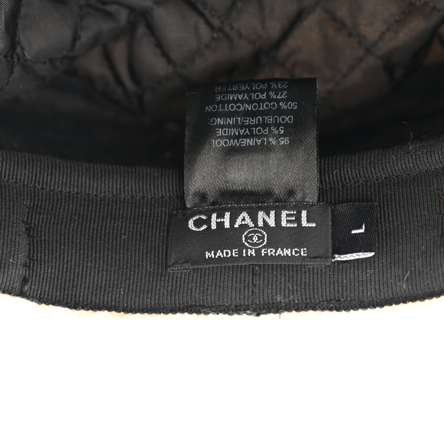 Chanel Tweed Hamburg Metier D'Art Sailor Cap Hat L White Black 8 of 8