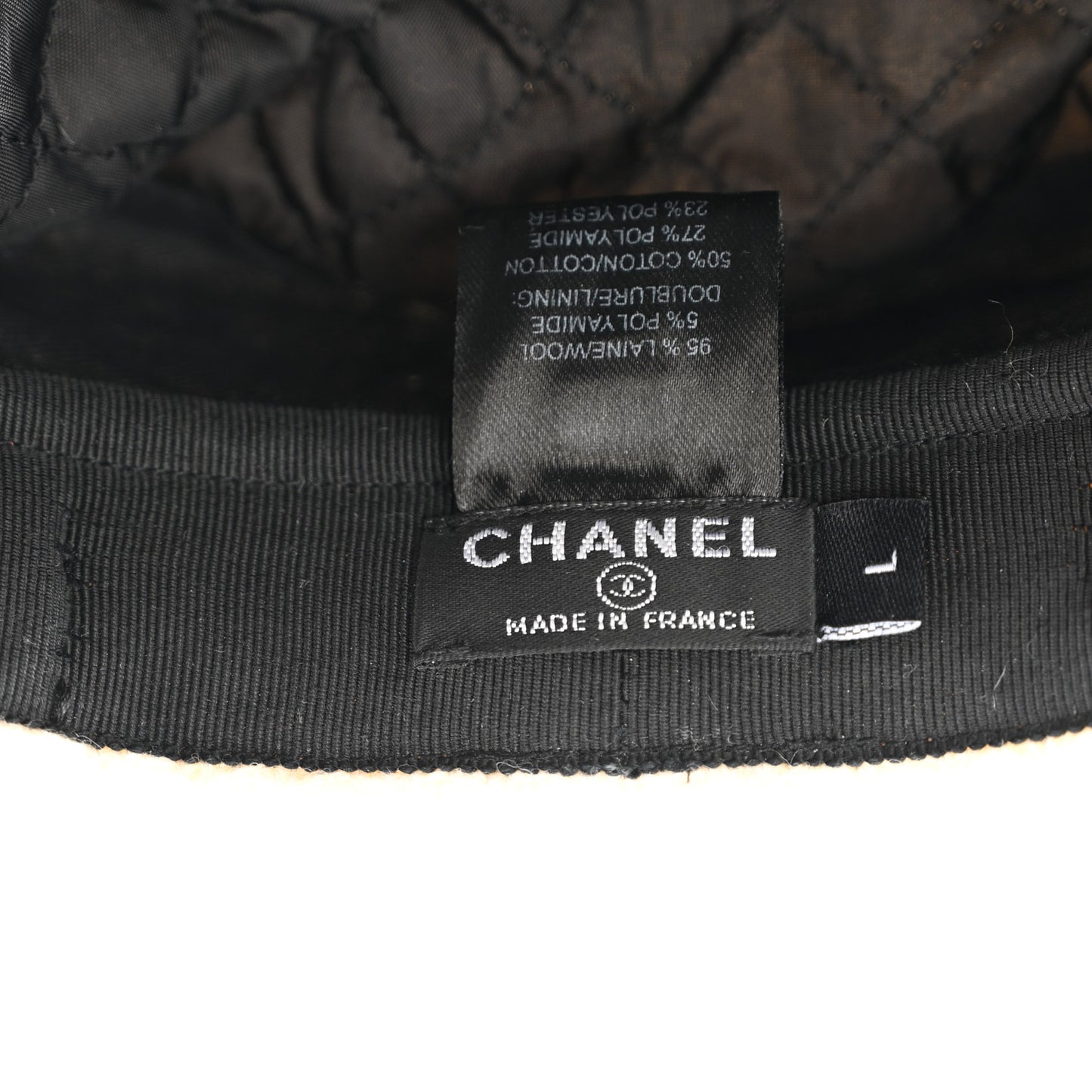 Tweed Hamburg Metier D'Art Sailor Cap Hat L White Black