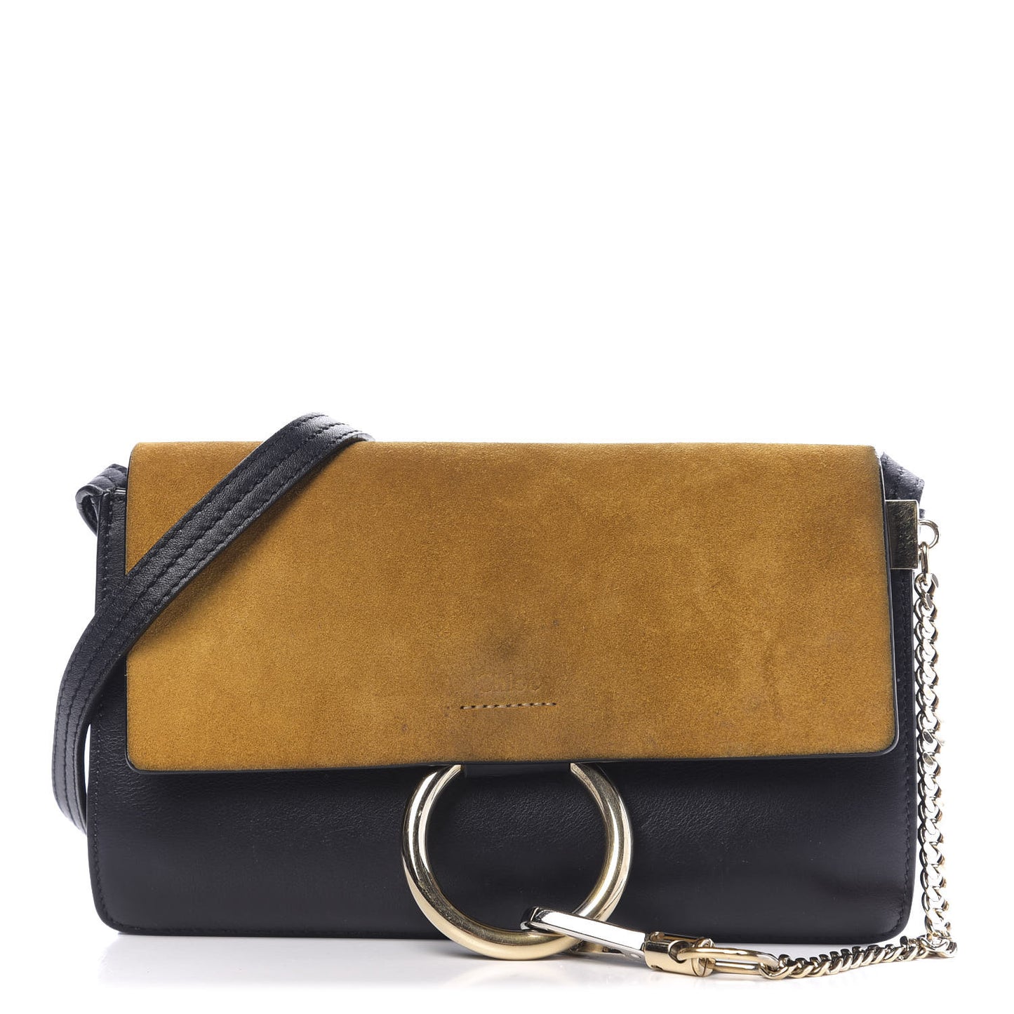 Suede Calfskin Small Faye Shoulder Bag Full Blue Mustard