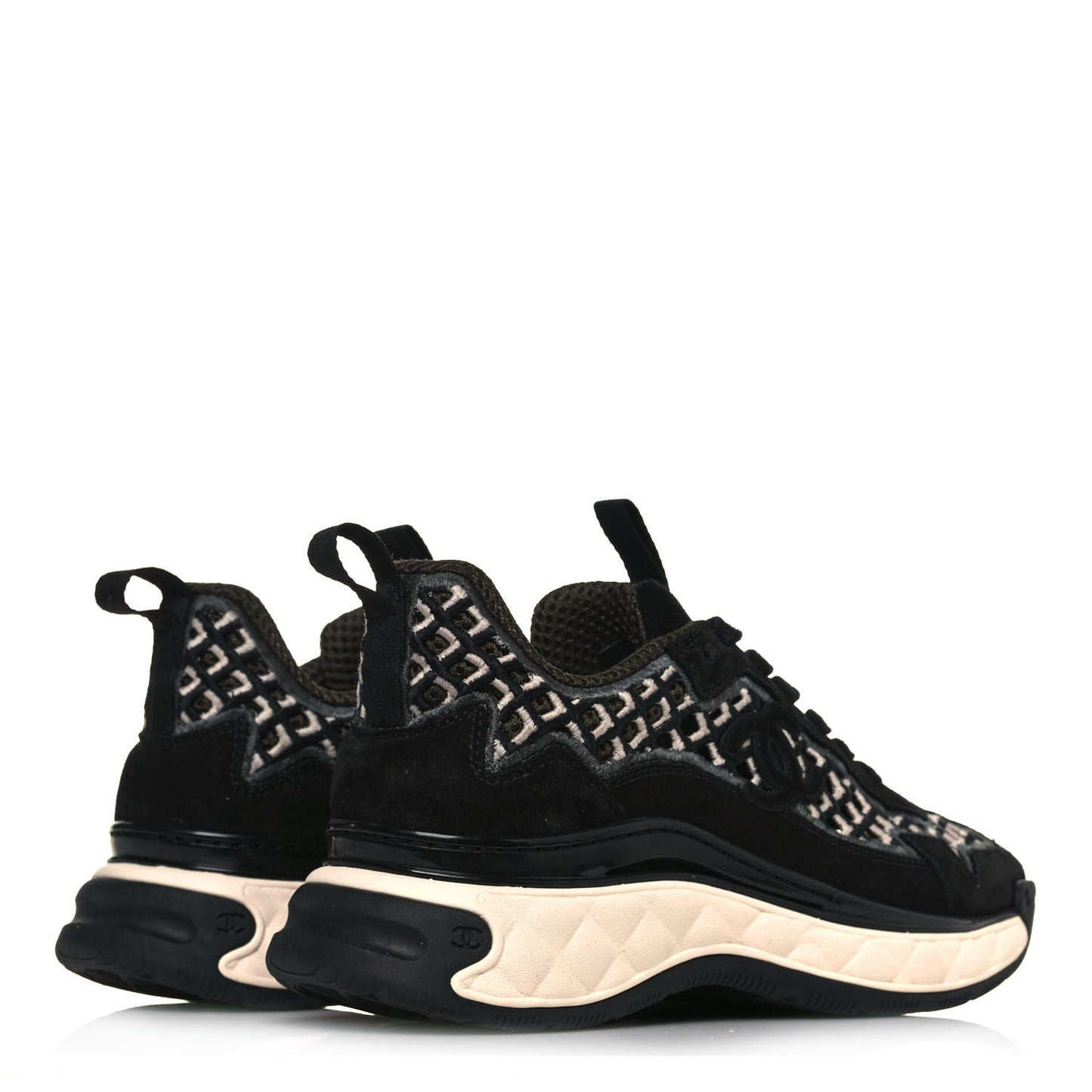 Suede Calfskin Embroidered CC Sneakers 36 Black