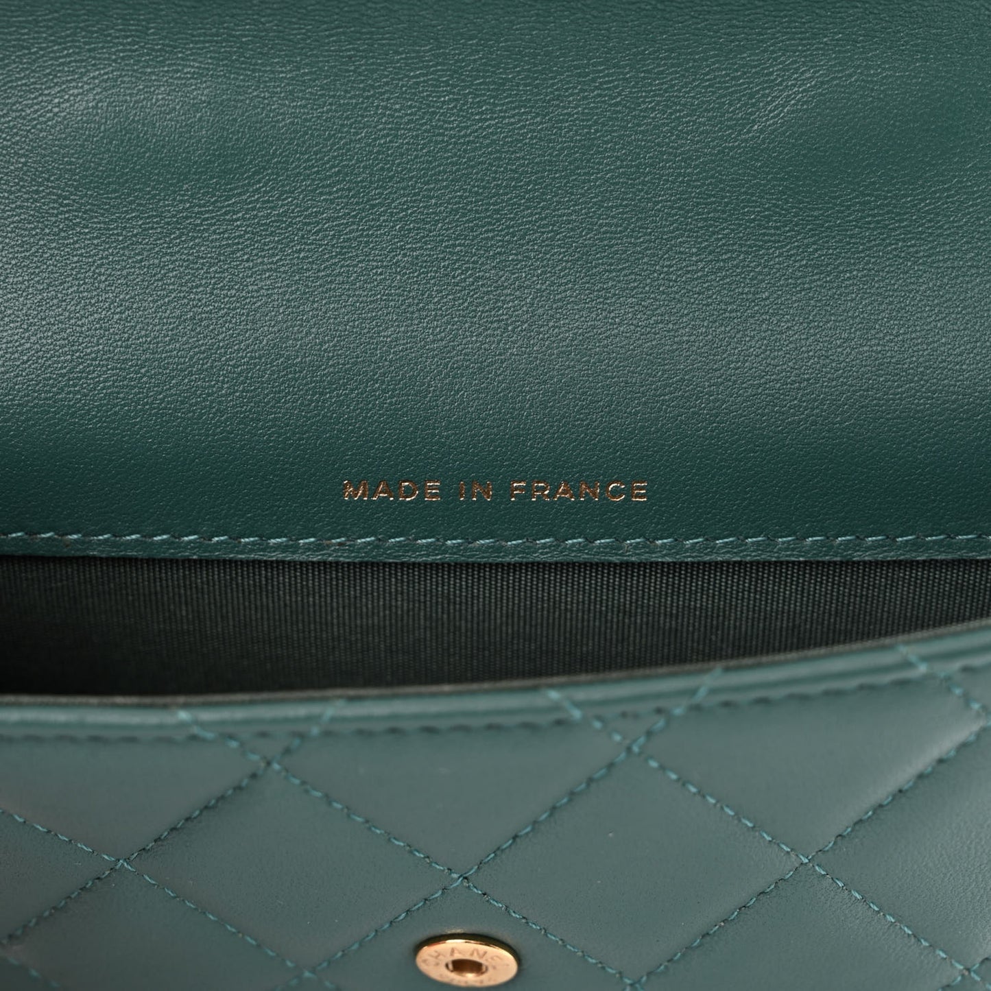 Lambskin Quilted Top Handle Flap Coin Purse With Chain Green