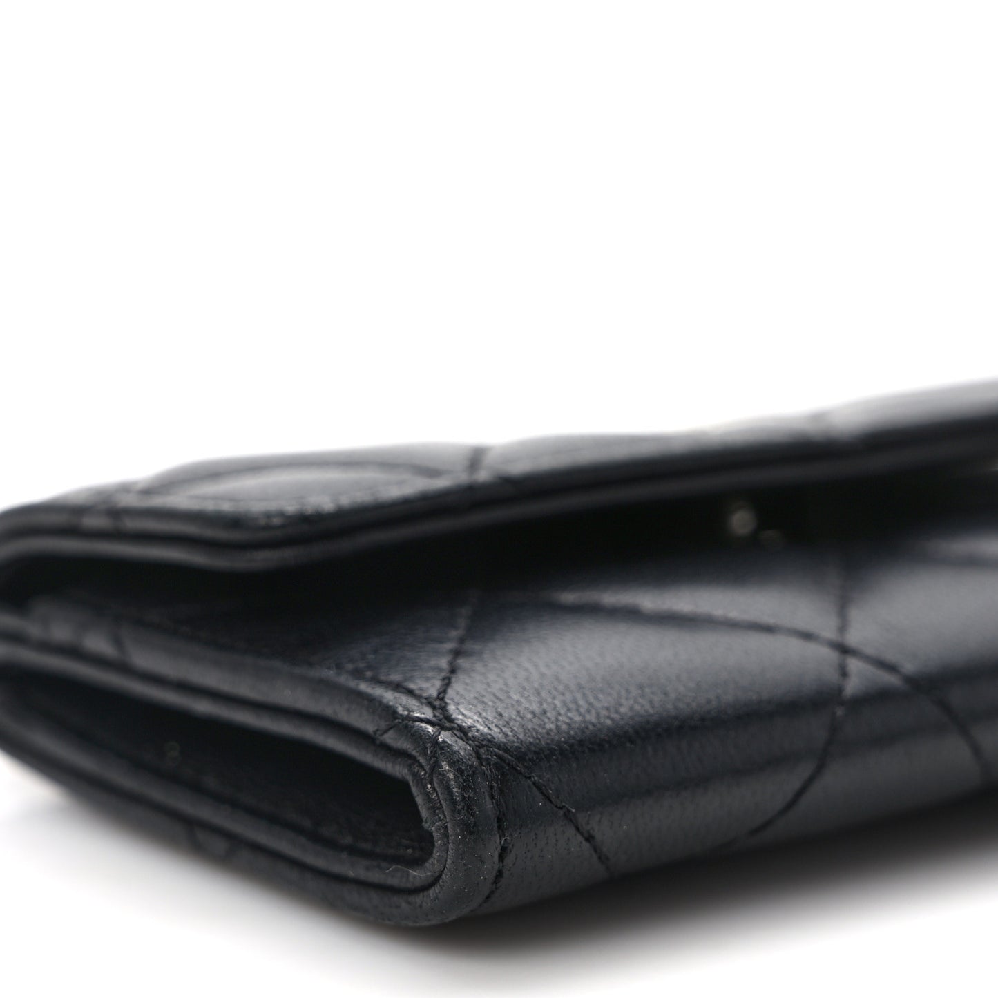 Lambskin Quilted Small Graffiti Compact Wallet Black