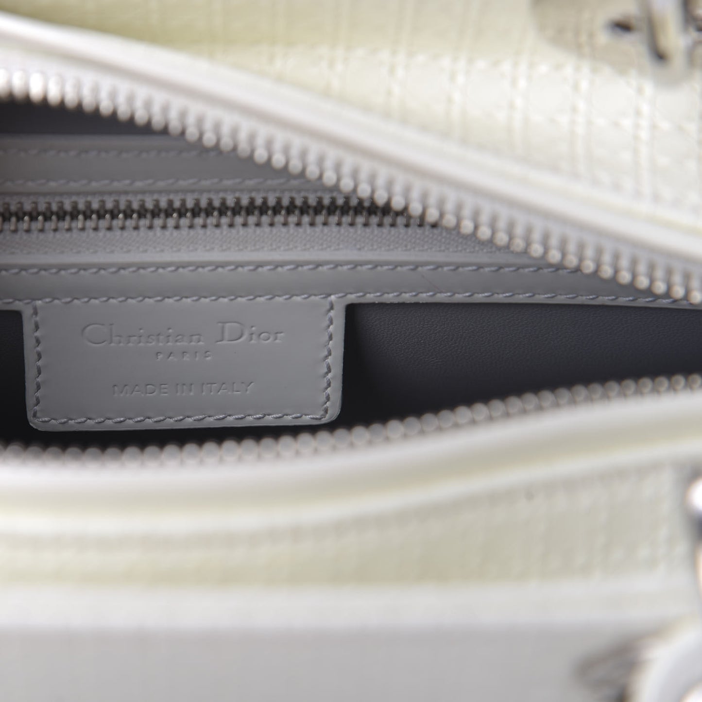 Patent Micro Cannage Medium Lady Dior White