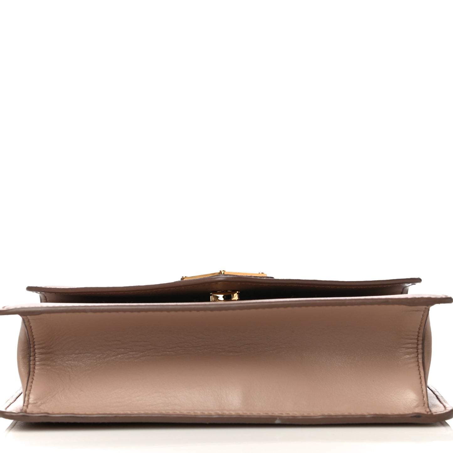Saffiano Soft Calfskin Metal Triangle Logo Envelope Chain Shoulder Bag Cammeo