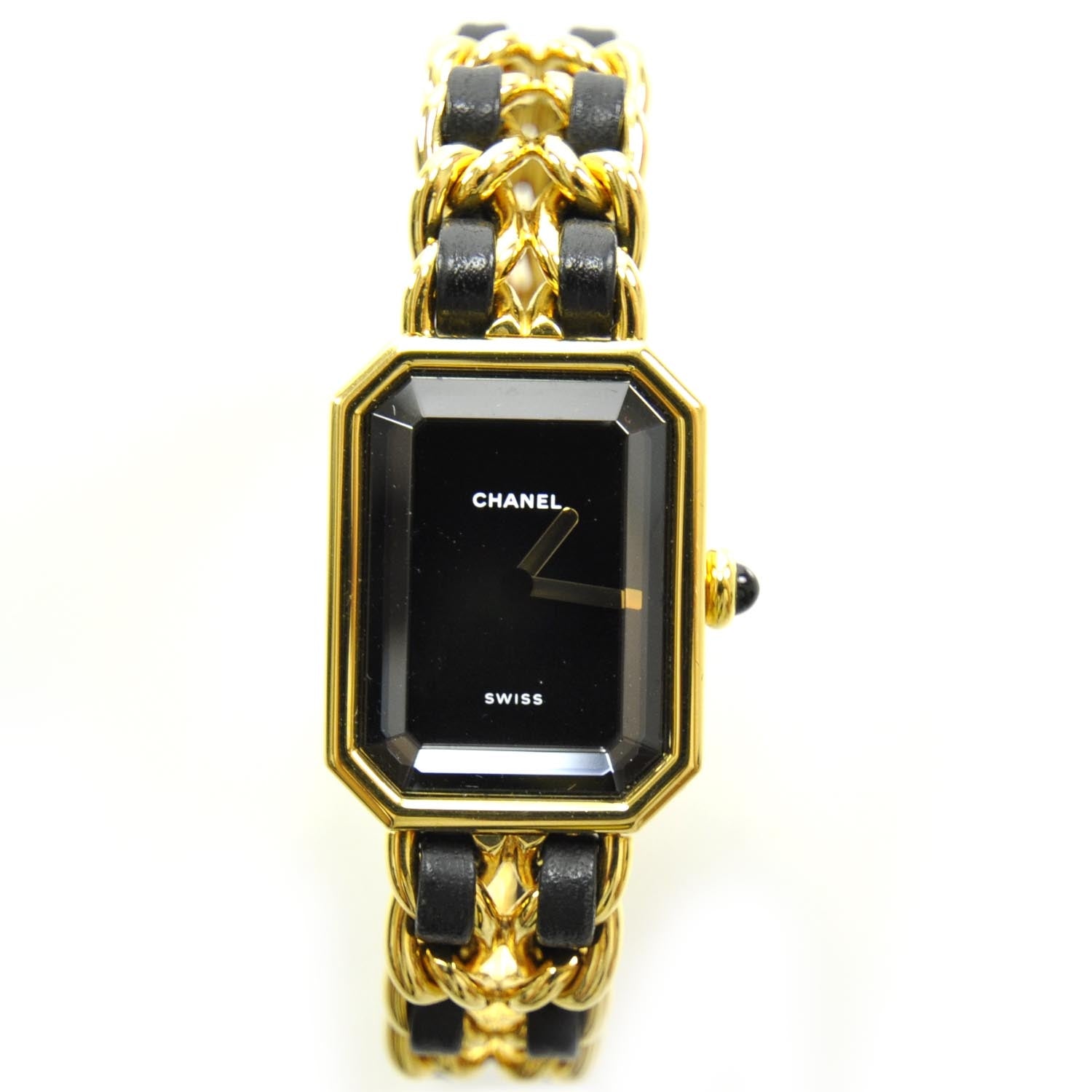 M*i様 CHANEL Montres Watches ゴールド ブラック Chanel Stainless Steel Lambskin 20mm Chain Premiere Quartz Watch