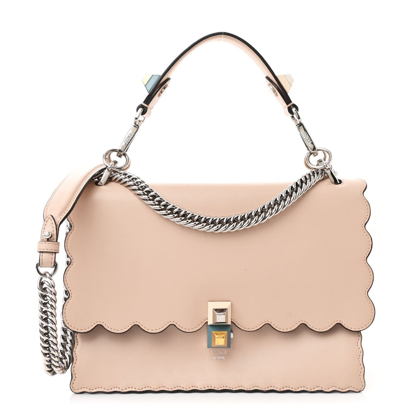 Vitello Liberty Scalloped Studded Kan I Shoulder Bag Plaster