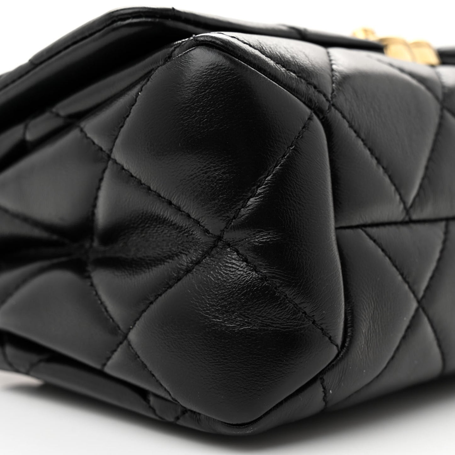 Lambskin Quilted Small Color Match Flap Black