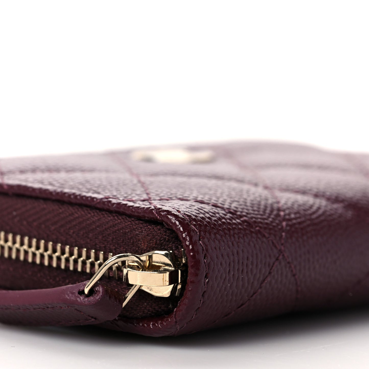 Caviar Quilted Zip Around Coin Purse Burgundy