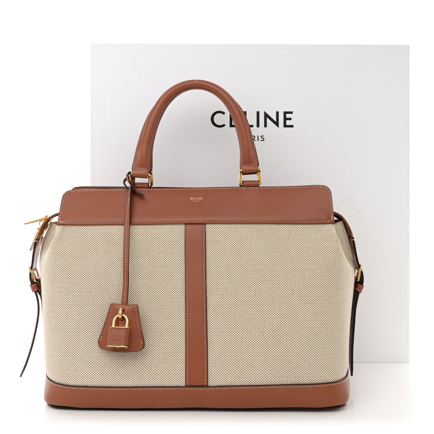 Grained Calfskin Medium Cabas De France Natural Tan