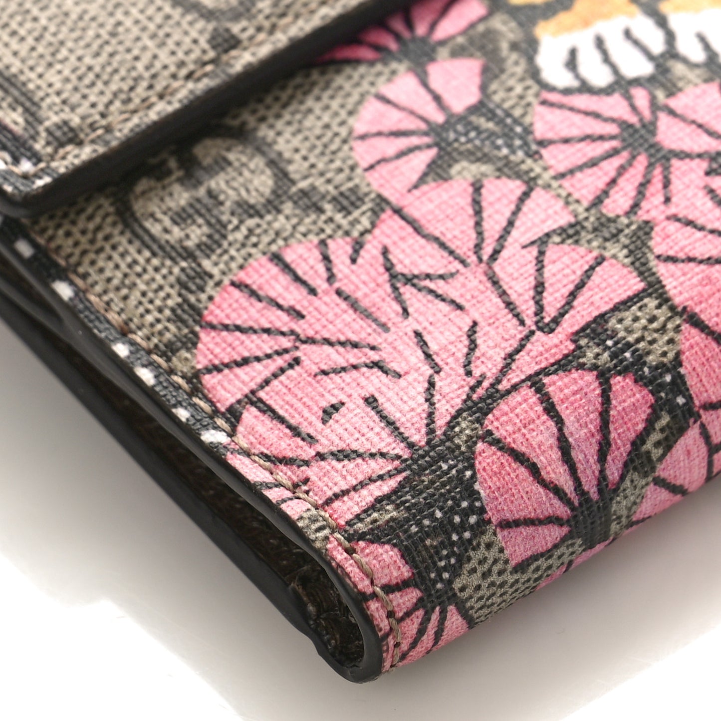 GG Supreme Monogram Bengal French Flap Wallet Beige Pink