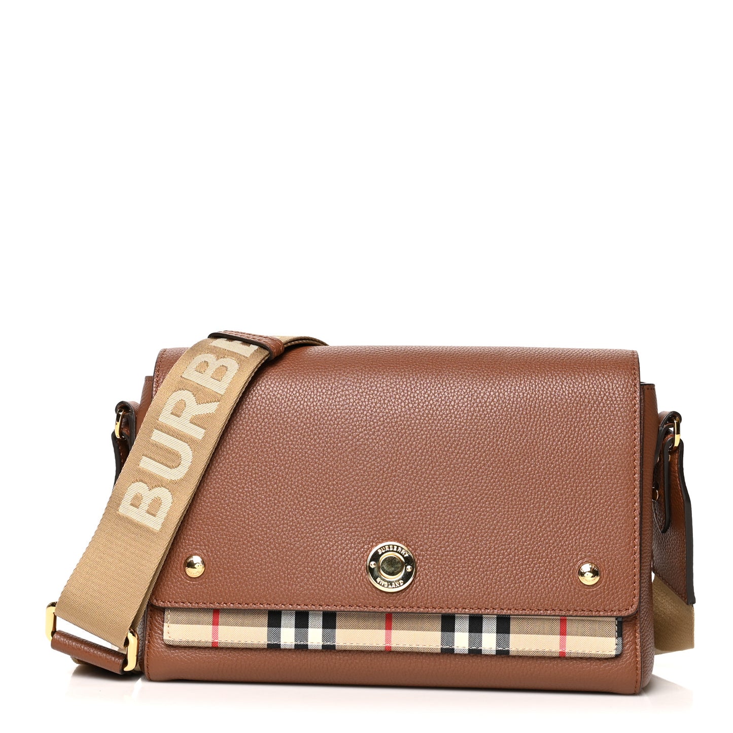 Calfskin Vintage Check Note Crossbody Bag Tan