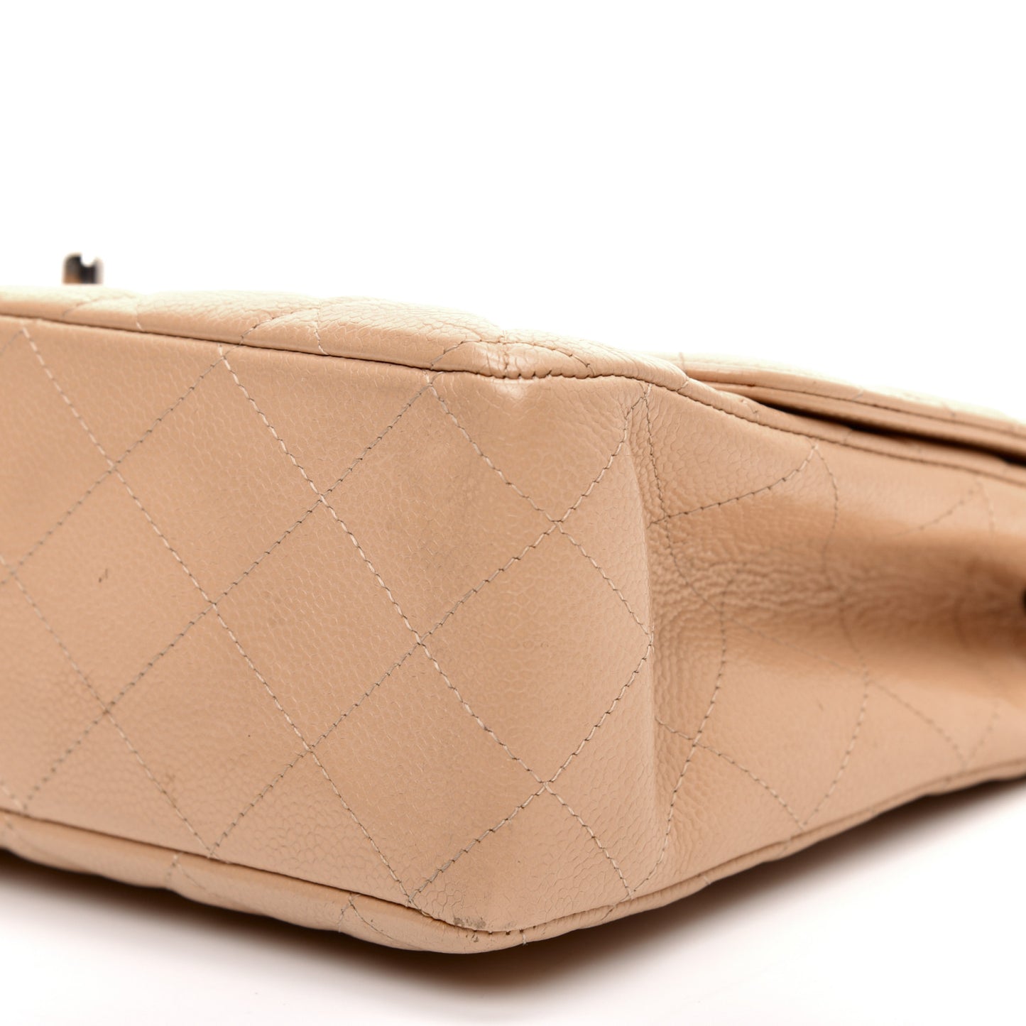Caviar Quilted Jumbo Single Flap Beige