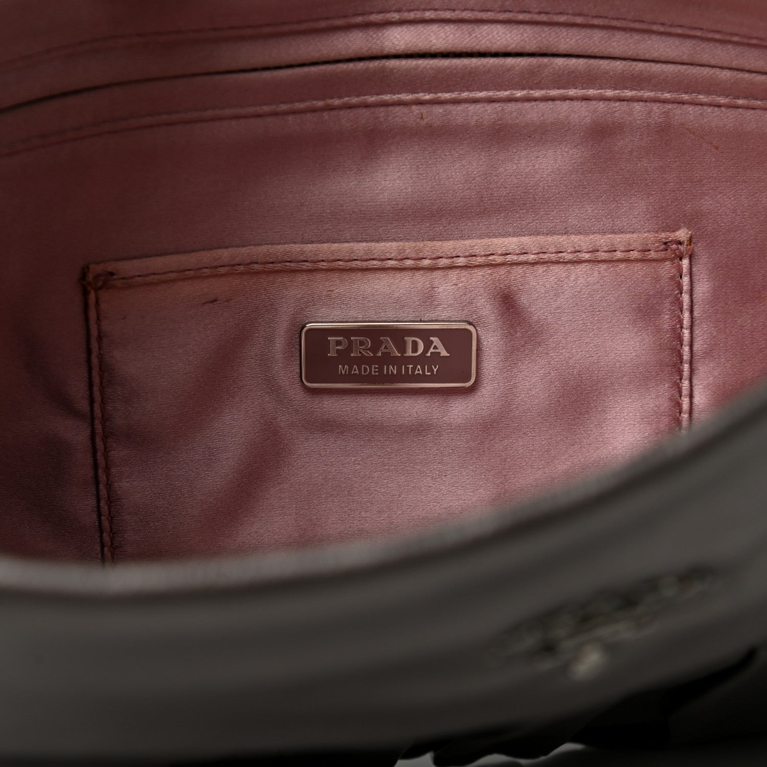 Prada Royal Calf Pleated Clutch Grafite Mordore 6 of 6