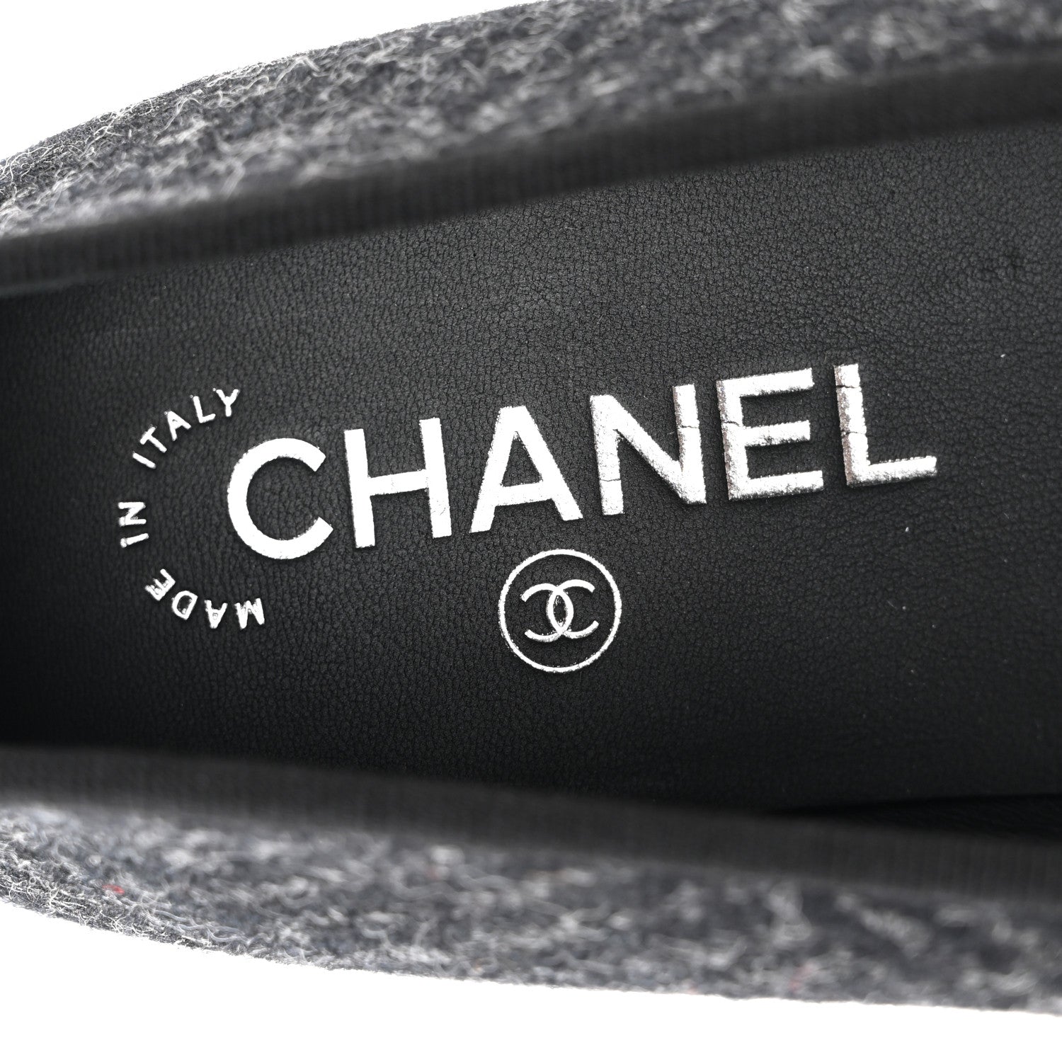 Chanel Wool Tweed Lambskin Cap Toe Ballerina Flats 40 Black Grey 7 of 9