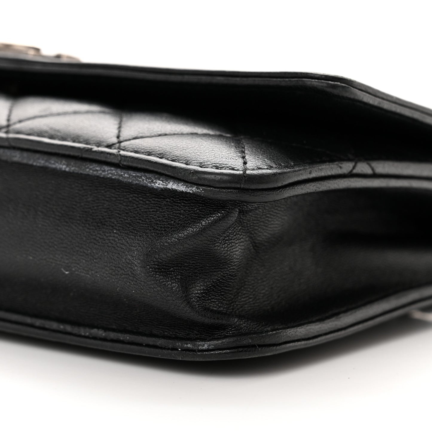 Lambskin Quilted Boy Wallet On Chain WOC Black