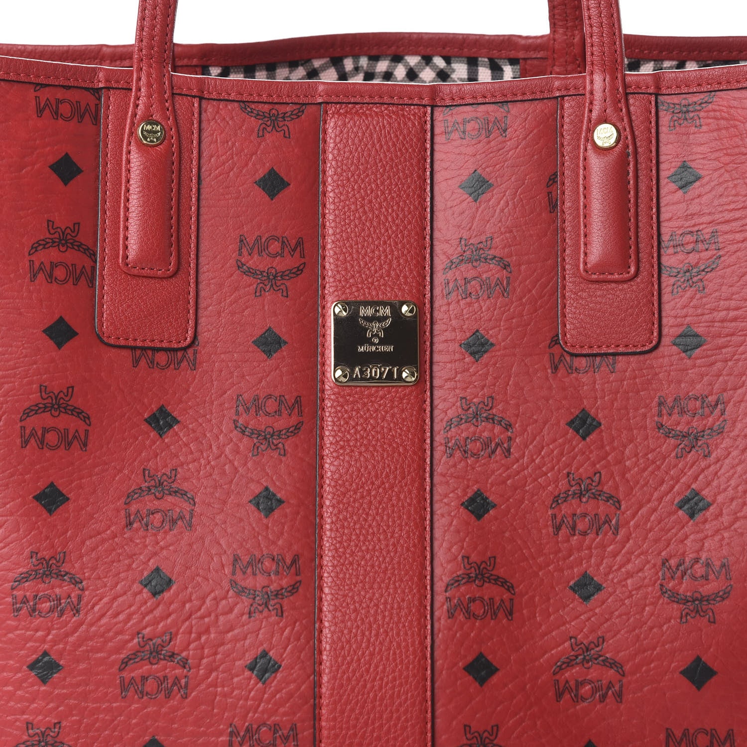 MCM Visetos Medium Liz Reversible Shopper Tote Ruby Red 8 of 15