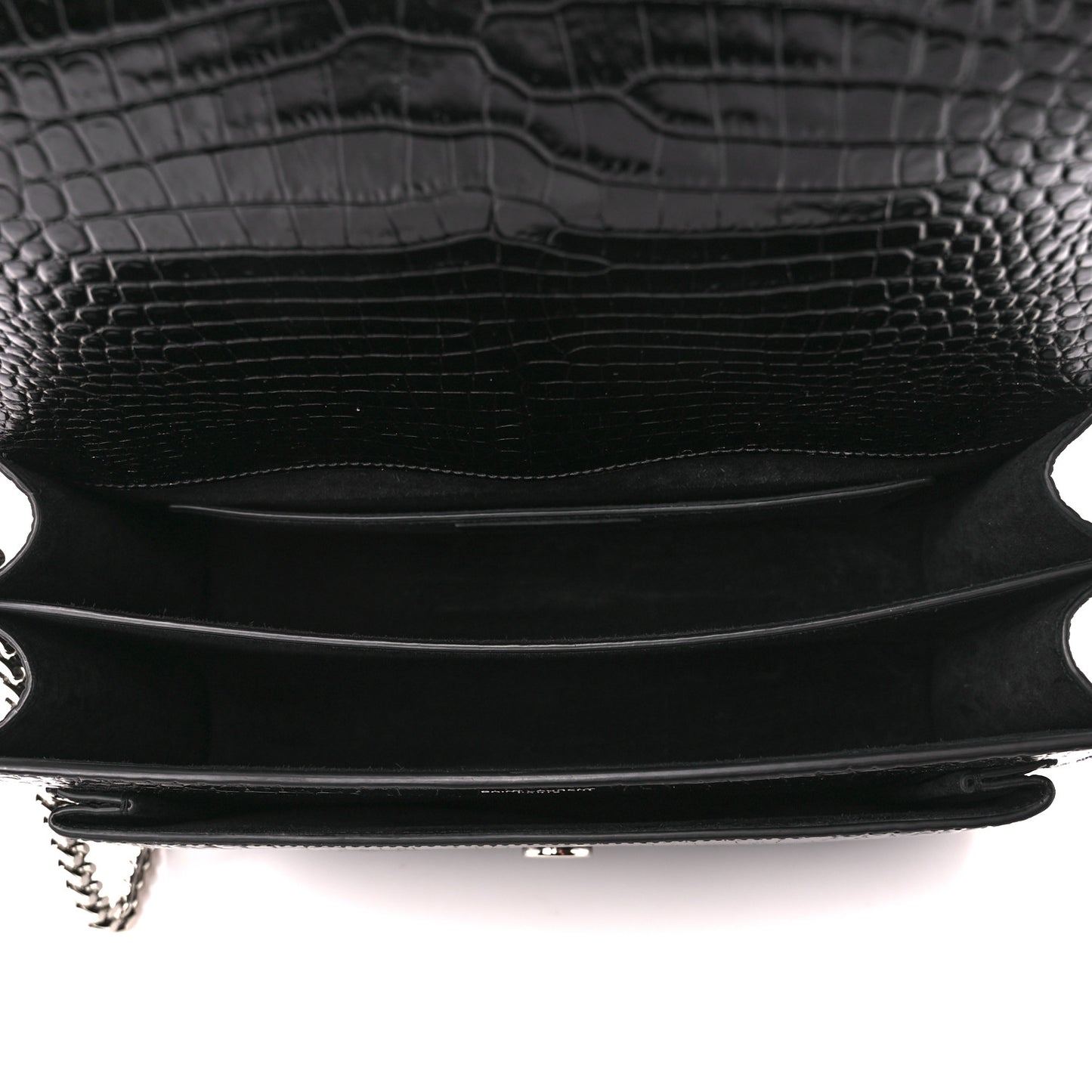 Calfskin Crocodile Embossed Large Monogram Sunset Black
