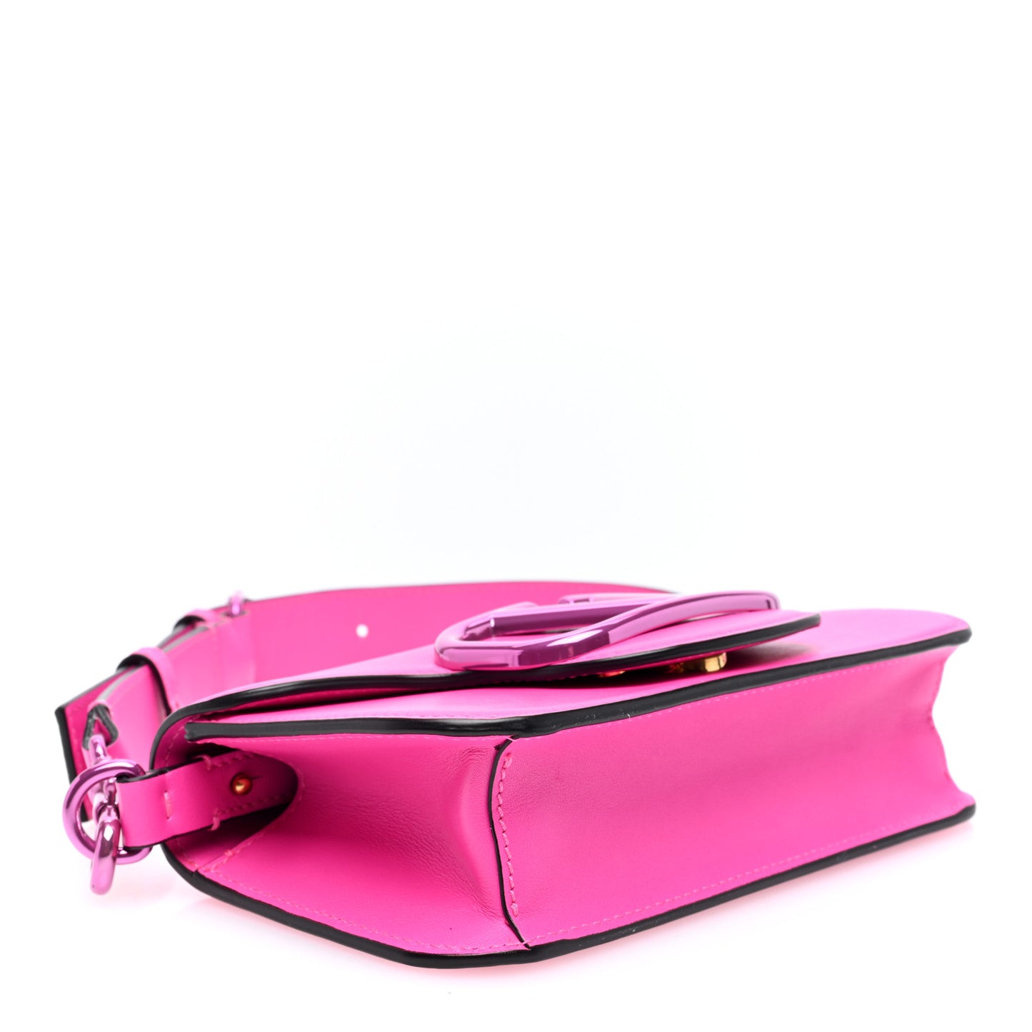 Calfskin Lacquer Monochrome Vlogo Mini Loco Crossbody Bag Pink PP