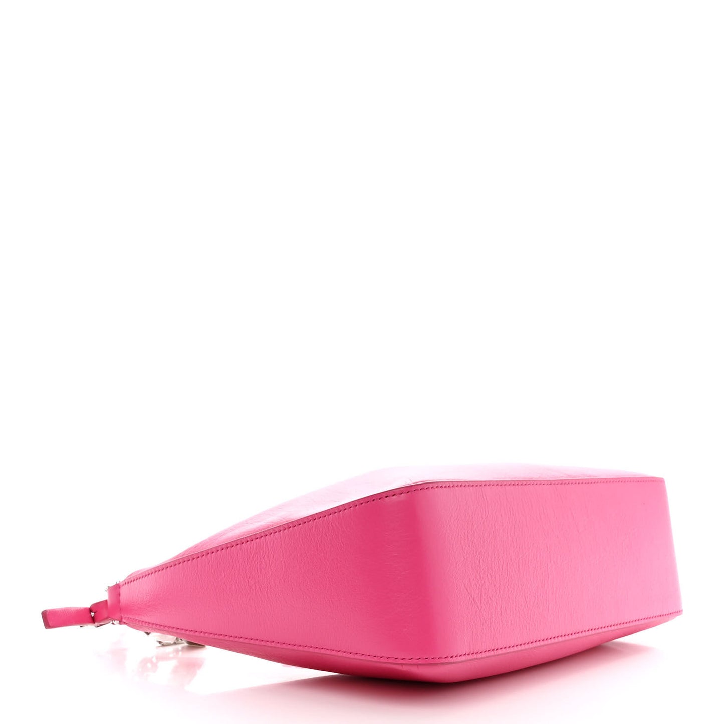Tumbled Calfskin Small Moon Cut Out Shoulder Bag Neon Pink