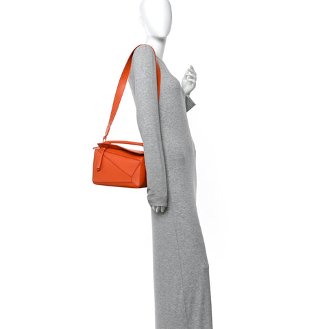 Satin Calfskin Small Puzzle Bag Orange