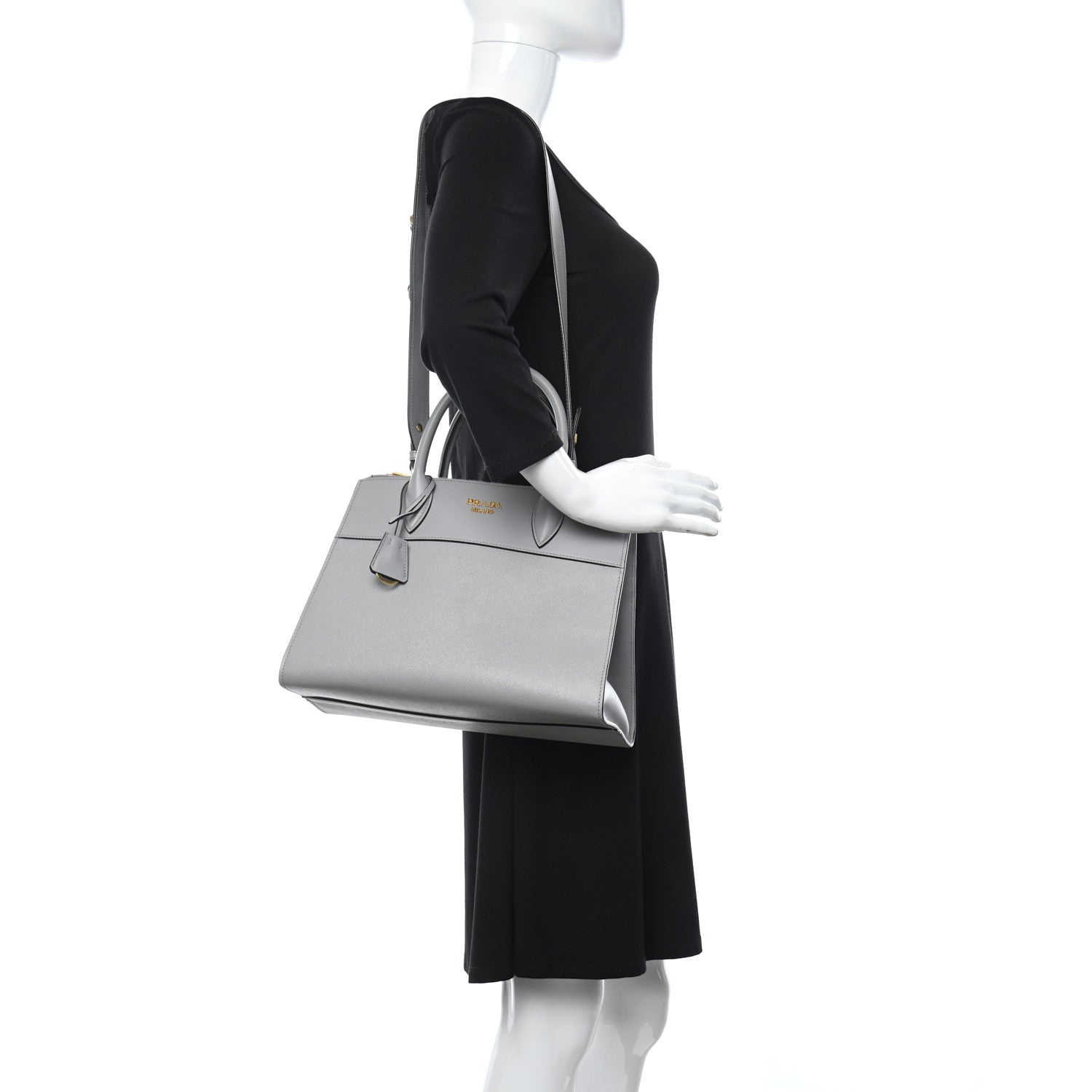 Prada Saffiano City Calfskin Paradigme Bag Nube 2 of 12