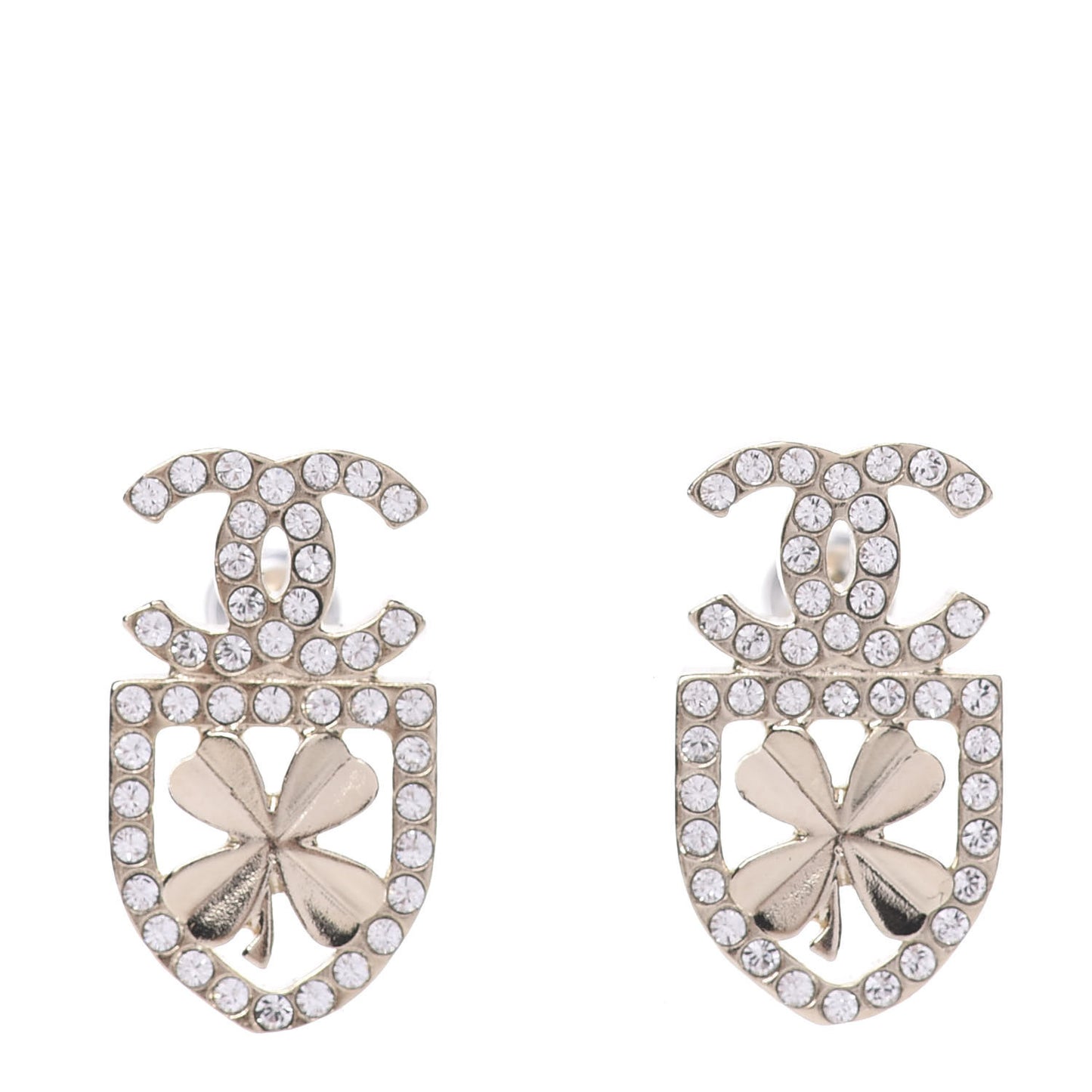 Crystal CC Sergeant Earrings Gold