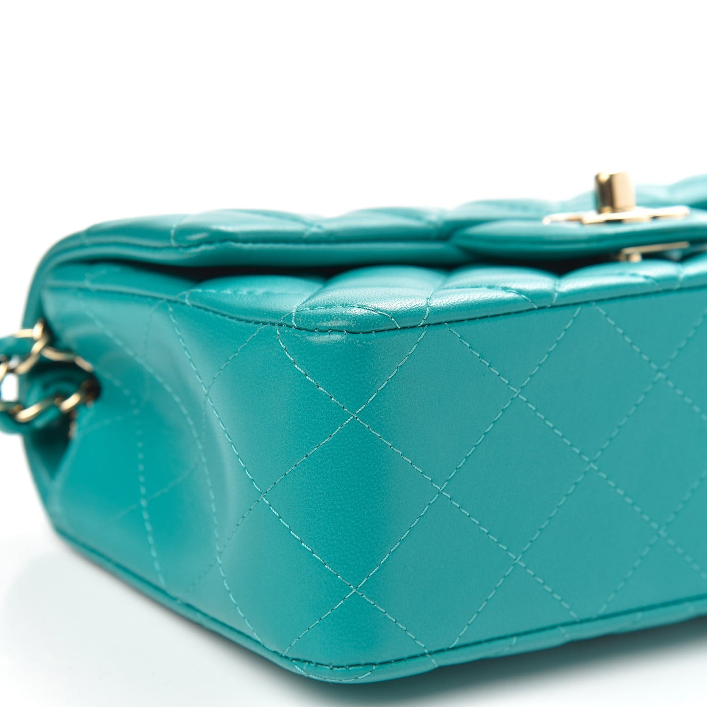 Lambskin Quilted Mini Rectangular Flap Green