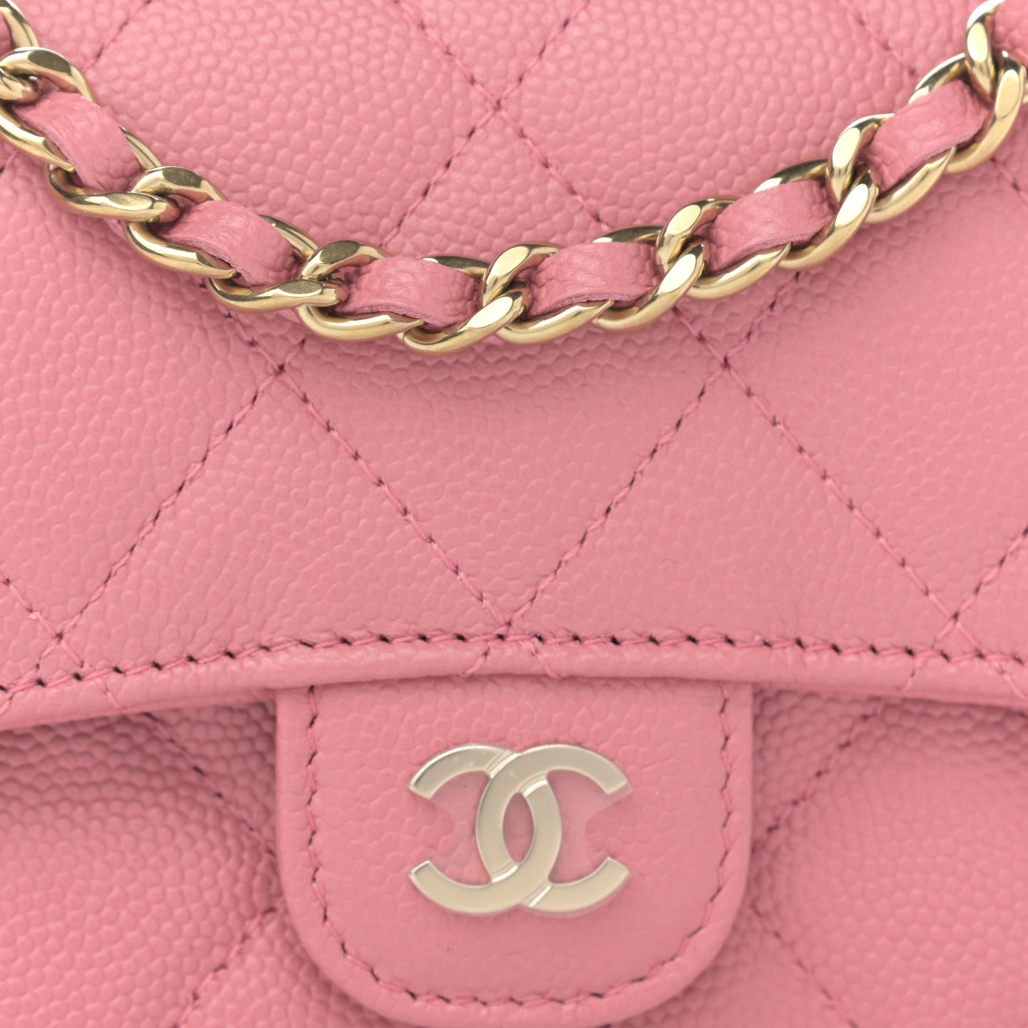 Caviar Quilted Mini Chain Bag Dark Pink