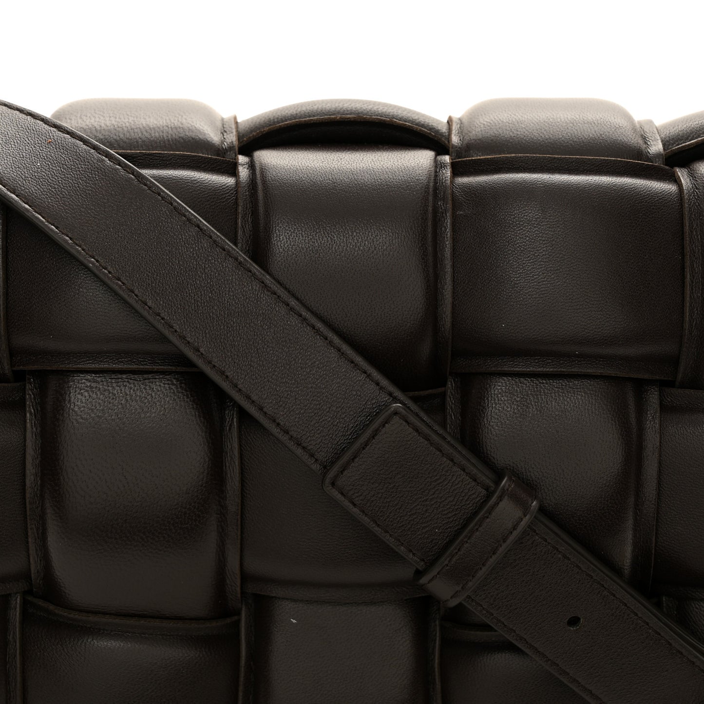 Nappa Maxi Intreccio Padded Cassette Crossbody Bag Fondente