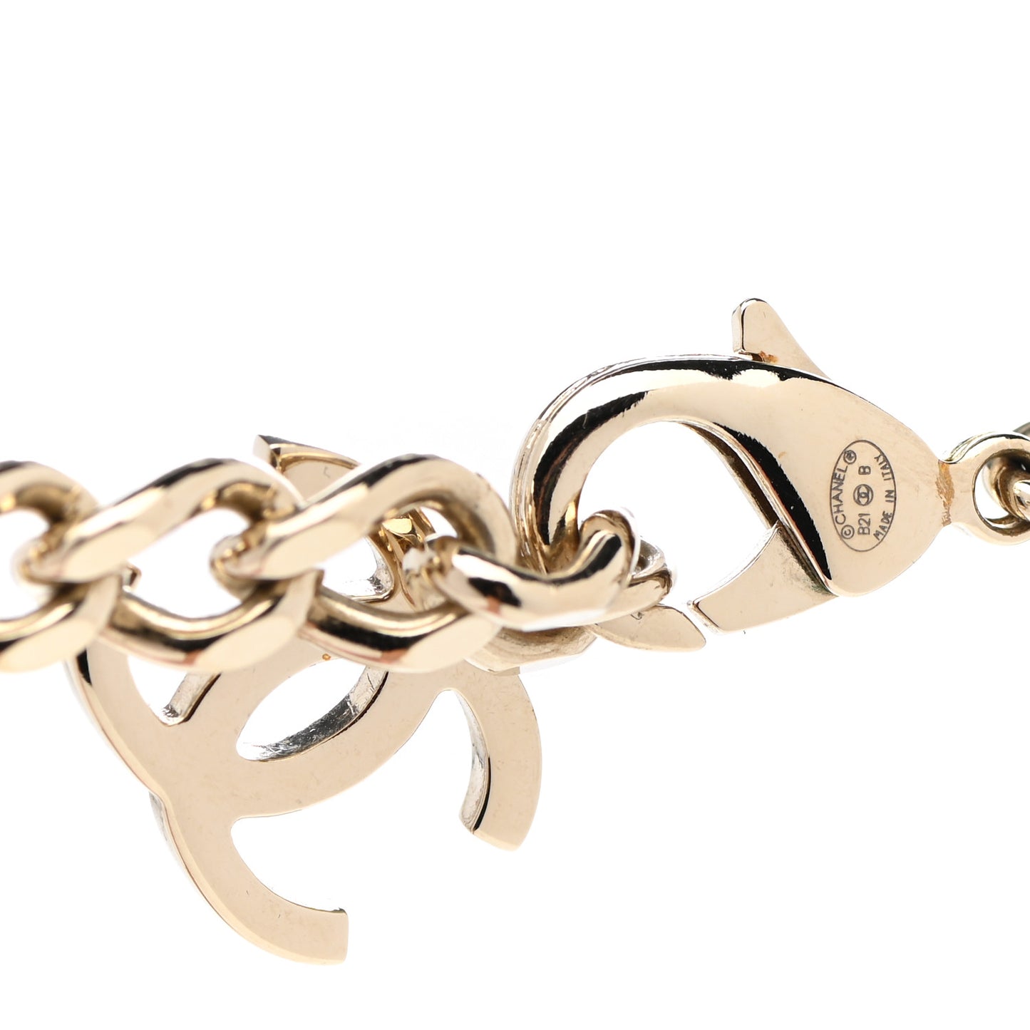 Metal Lambskin CC Square Choker Gold Black White