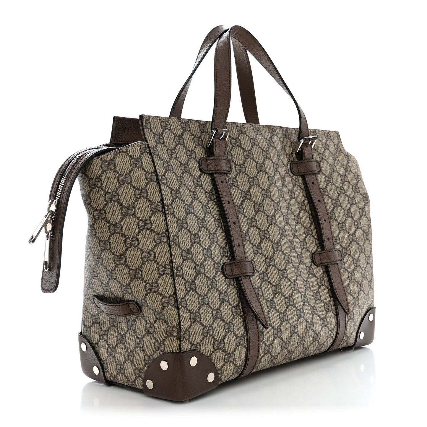 GG Supreme Monogram Textured Dollar Calfskin Medium Detail Tote Beige Ebony New Acero
