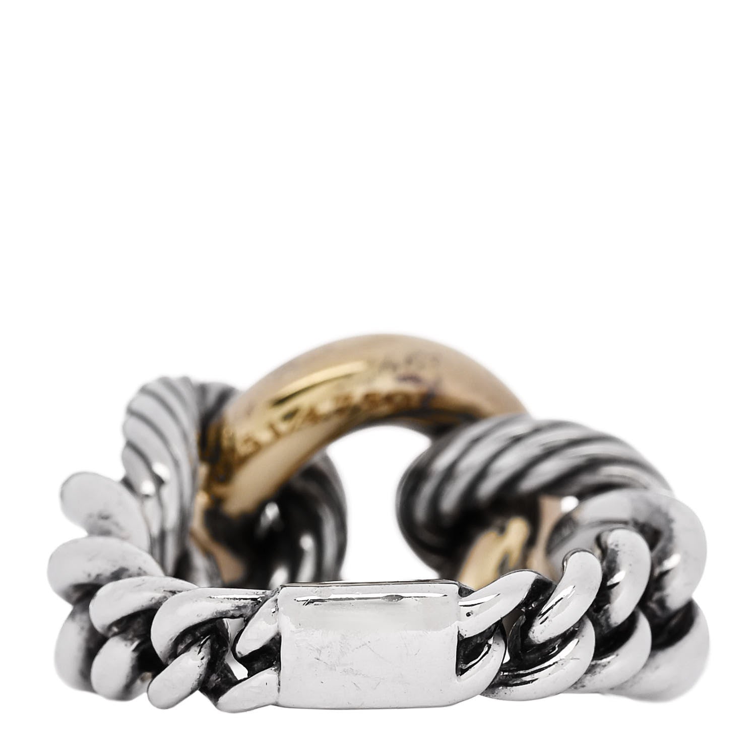 David Yurman Sterling Silver 18K Yellow Gold Belmont Ring 52 6 3 of 5