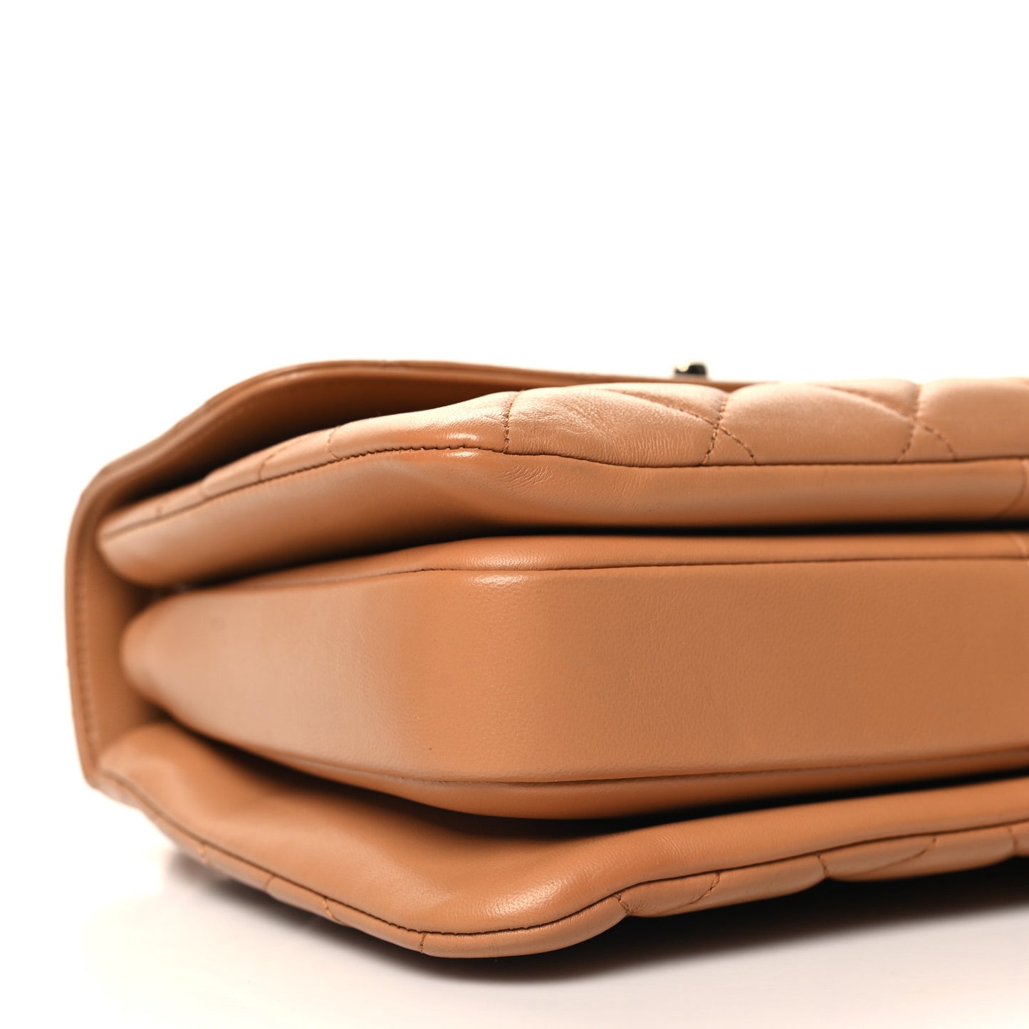 Lambskin Quilted Small Trendy CC Dual Handle Flap Bag Camel