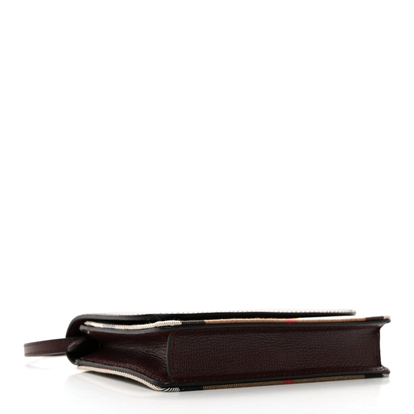 Grained Calfskin House Check Tartan Mix Hampshire Wallet On Chain Burgundy