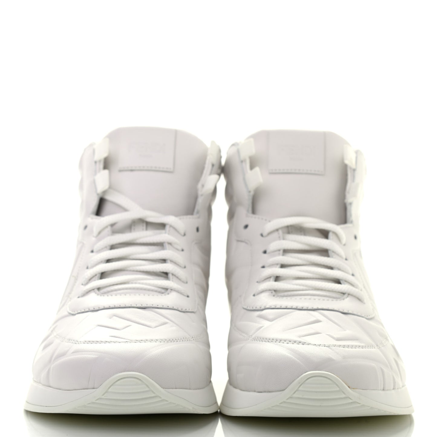 Nappa Macro FF Embossed Womens High Top Sneakers 39 White Ice