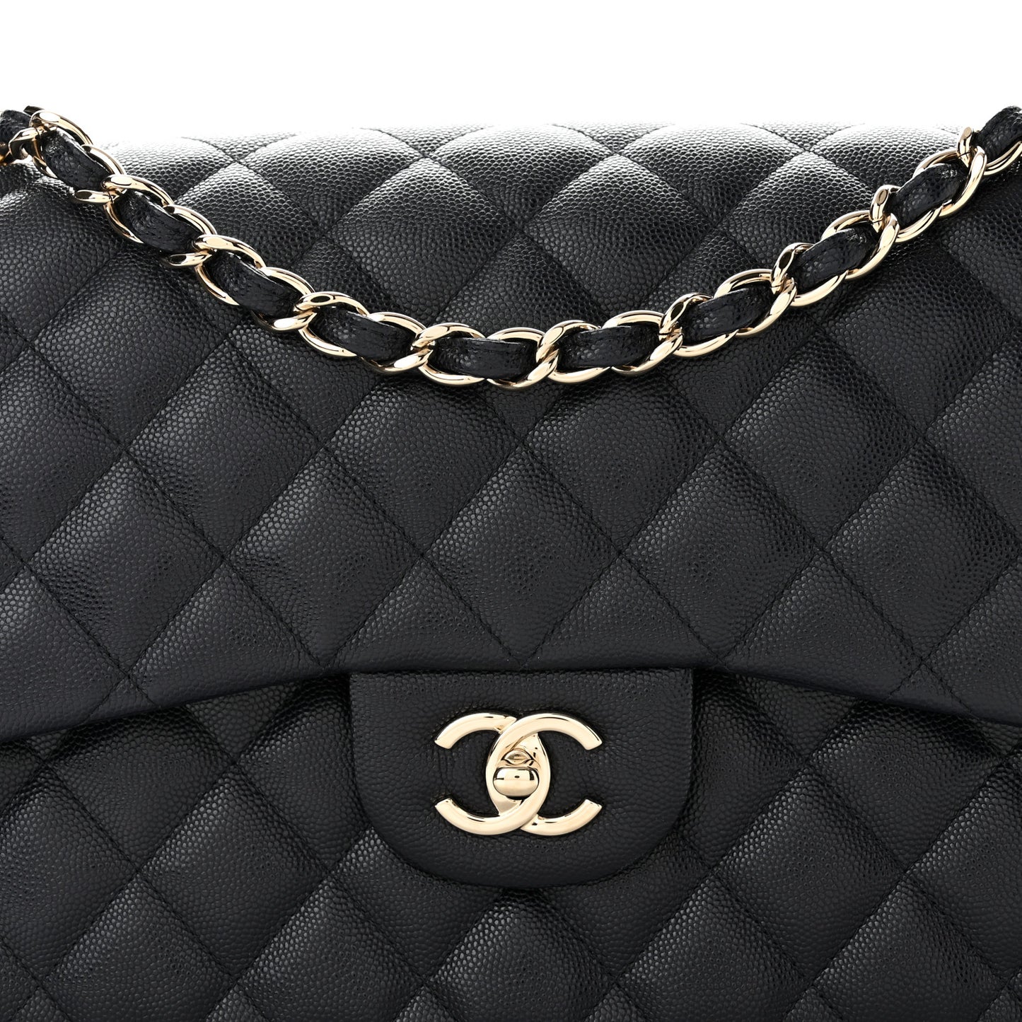 Caviar Quilted Jumbo Double Flap Navy