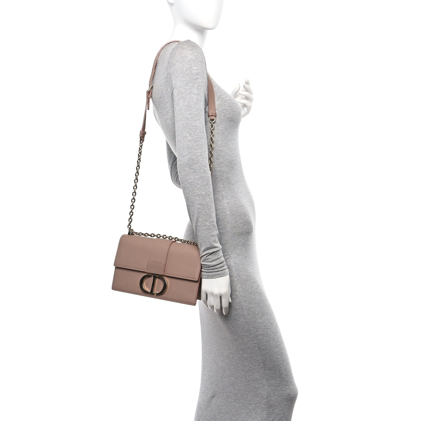 Grained Calfskin 30 Montaigne Chain Flap Bag Blush