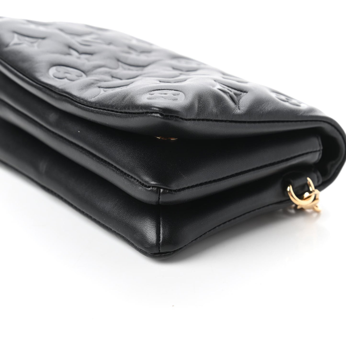 Lambskin Embossed Monogram Pochette Coussin Black