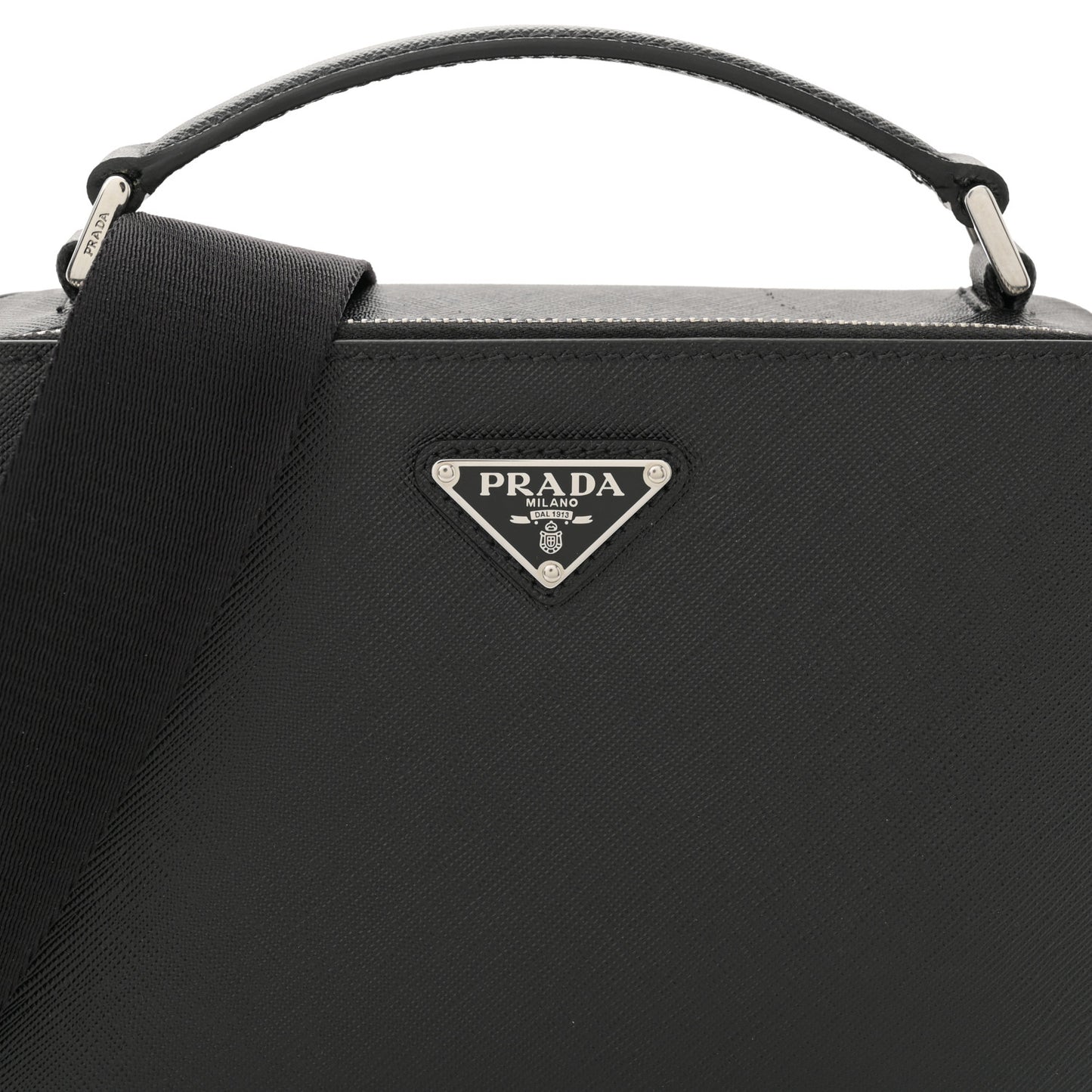 Saffiano Travel Medium Brique Crossbody Bag Black