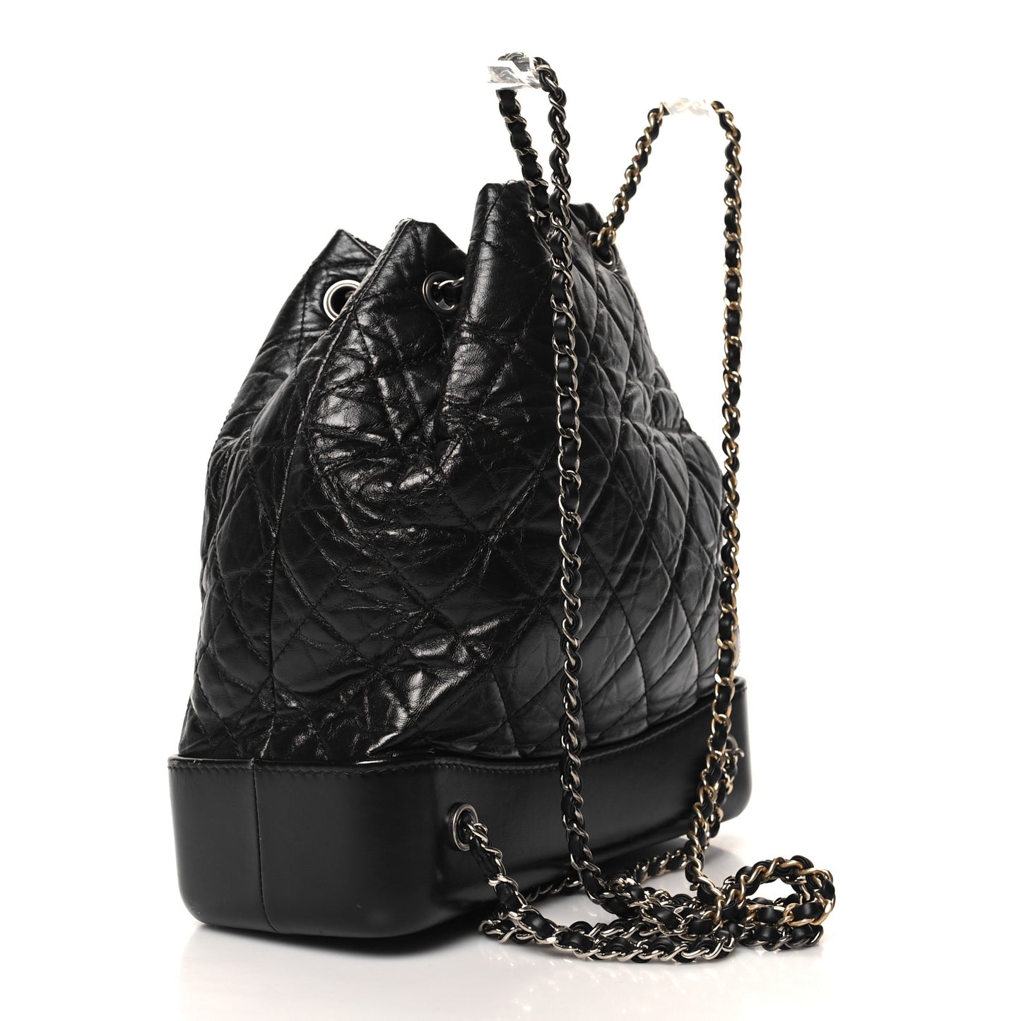 Aged Calfskin Quilted Gabrielle Backpack Black