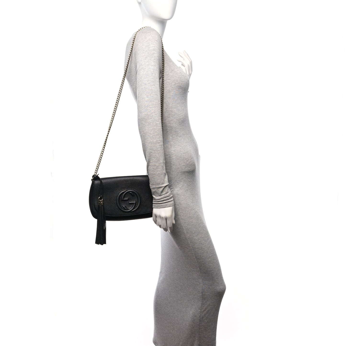 Pebbled Calfskin Medium Soho Flap Crossbody Black