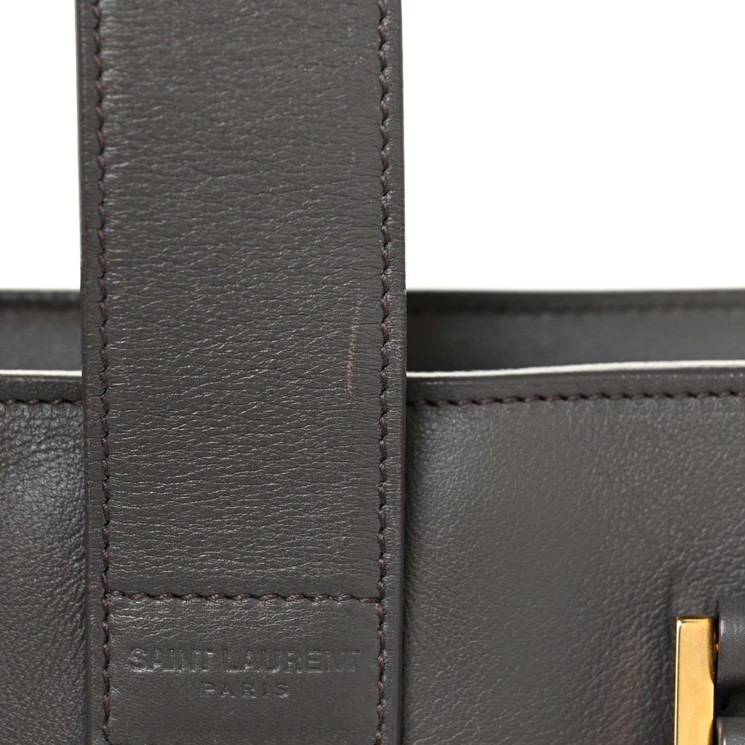 Saint Laurent Calfskin Small Monogram Cabas Grey 20 of 21