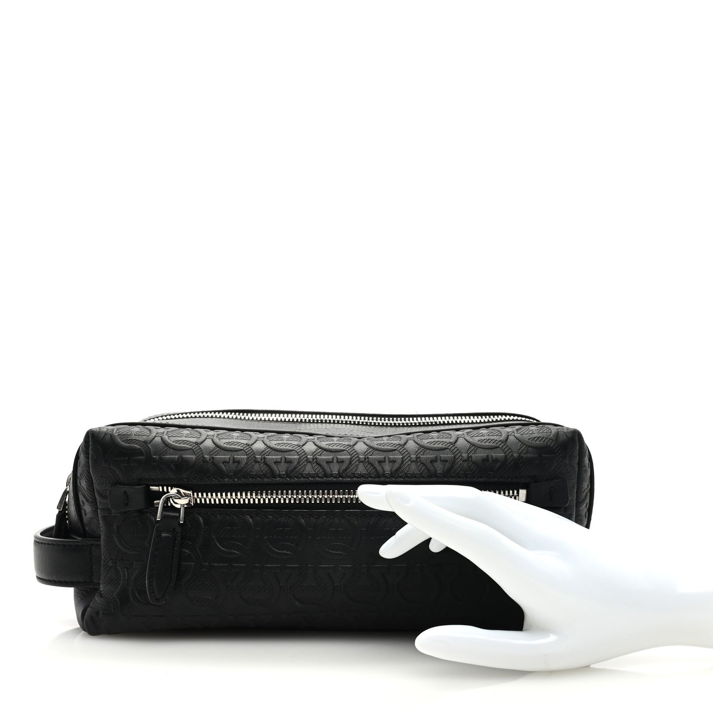 Calfskin Gancini Embossed Toiletry Pouch