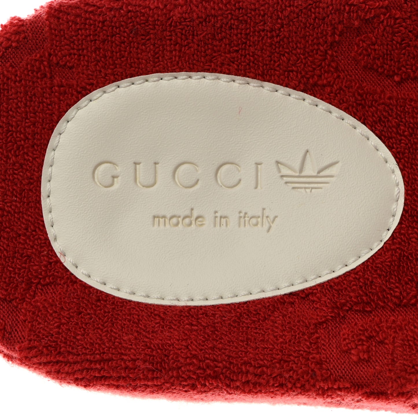 X ADIDAS Terry Cloth Trefoil GG Monogram Womens Platform Sandals 37 Maple Red Off White